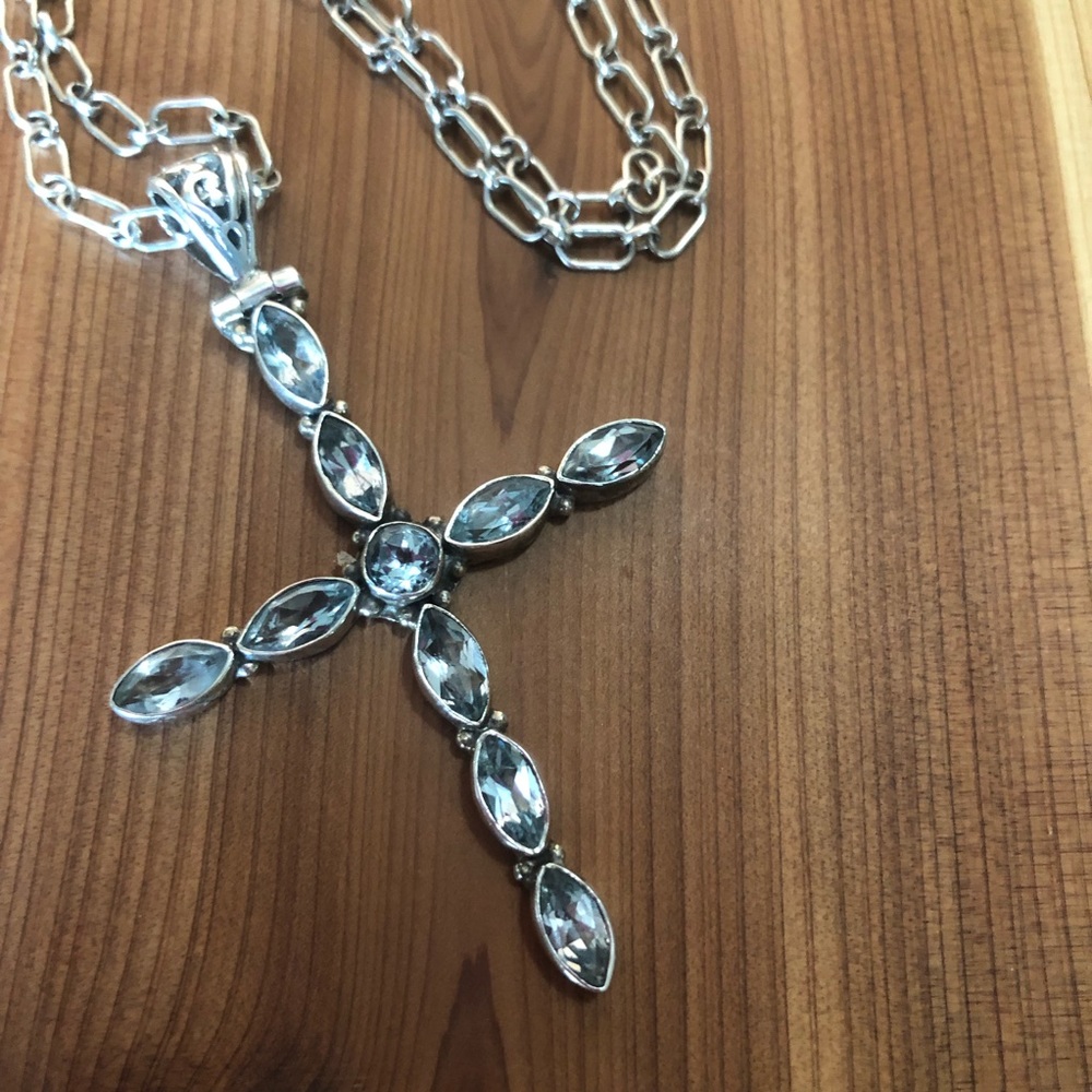 Blue Topaz Gemstone Cross